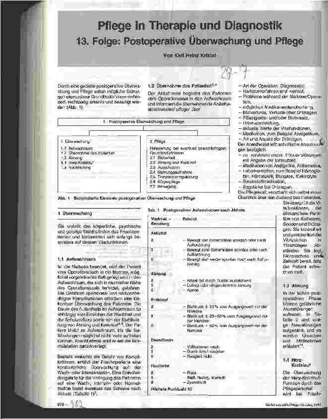 Vorschauseite 1: Pflege in Therapie und Diagnostik 13. Folge: Postoperative Überwachung und Pflege