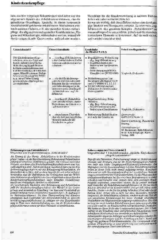 Vorschauseite 2: Rehabilitation in der Kinderkrankenpflege Ein Curriculum für ein kleines Teilgebiet der Kinderkrankenpflege