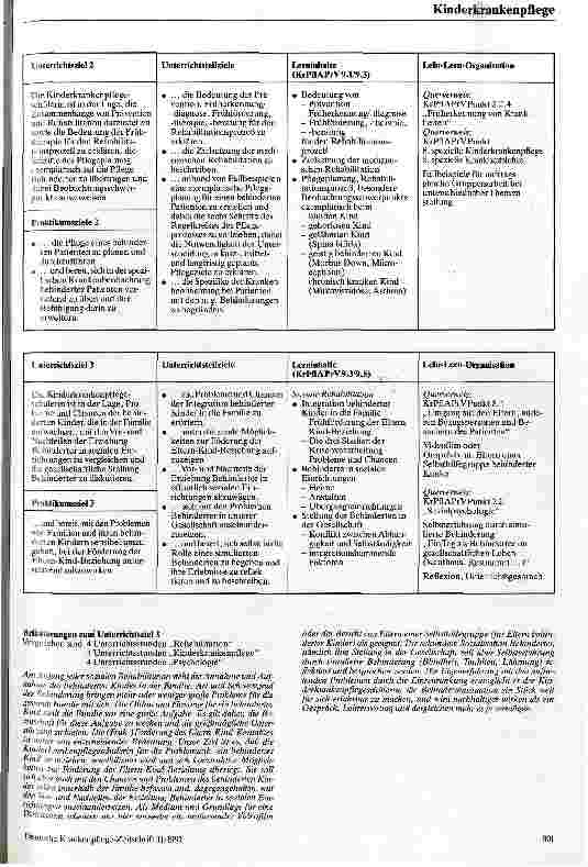 Vorschauseite 3: Rehabilitation in der Kinderkrankenpflege Ein Curriculum für ein kleines Teilgebiet der Kinderkrankenpflege