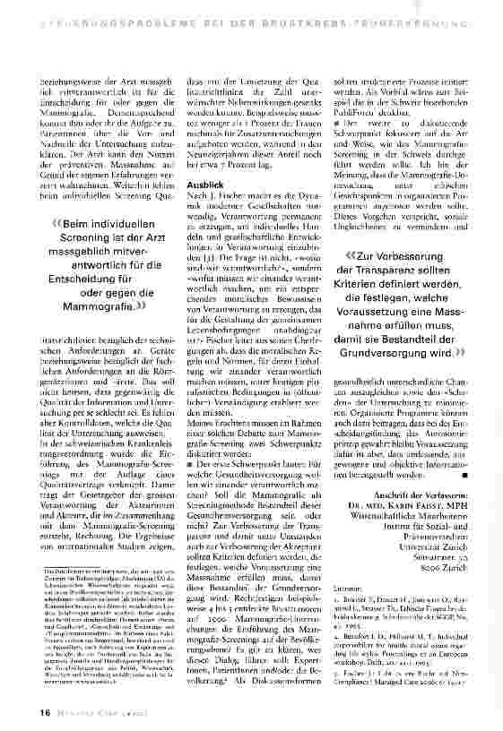 Vorschauseite 3: Moralische Verantwortung bei Massnahmen zur Früherkennung am Beispiel der Mammografie