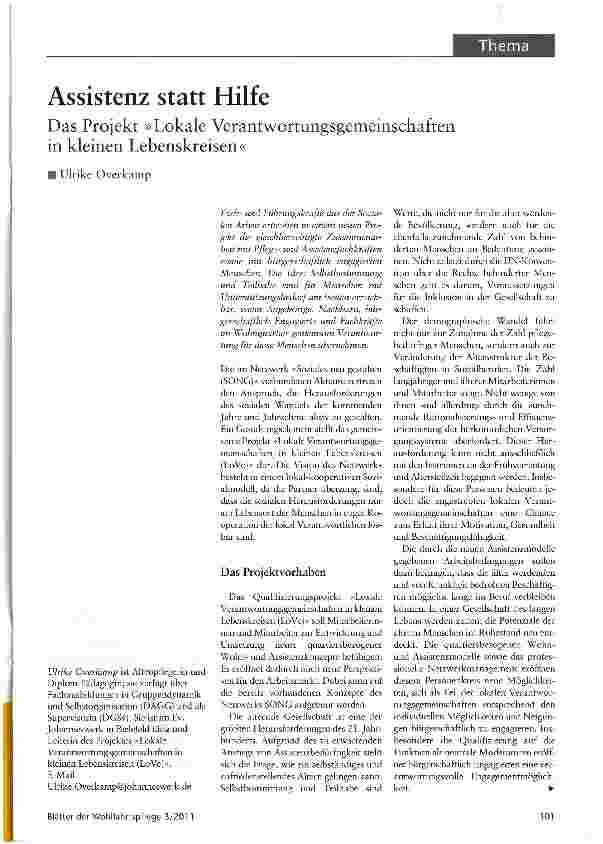Vorschauseite 1: Assistenz statt Hilfe