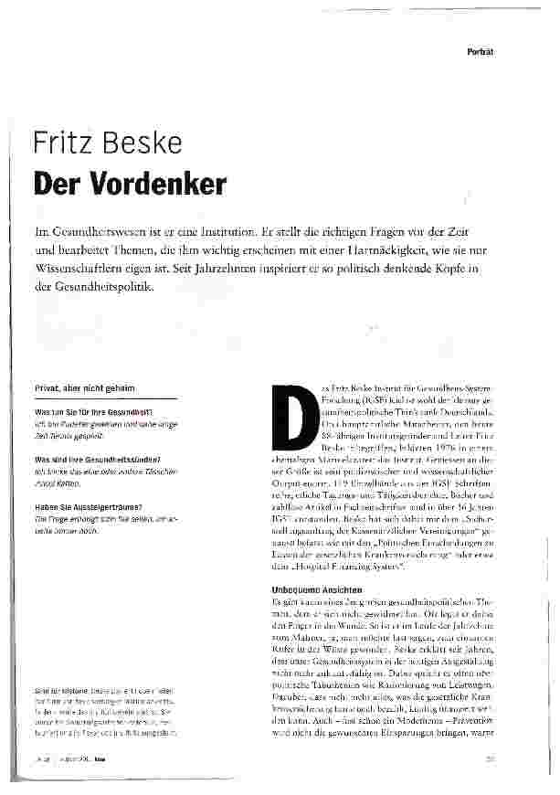 Vorschauseite 2: Fritz Beske Der Vordenker