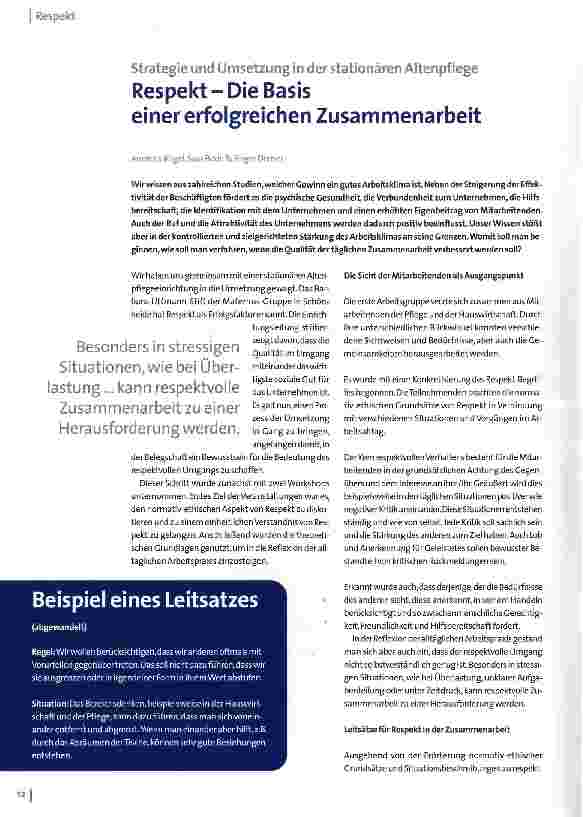 Vorschauseite 1: Respekt-Die Basis einer erfolgreichen Zusammenarbeit