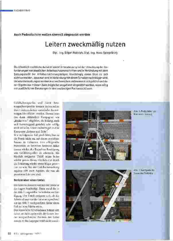 Vorschauseite 1: Leitern zweckmäßig nutzen