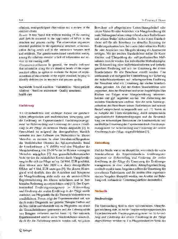 Vorschauseite 2: Untersuchung des Ernährungsmanagements vor und während der Implementierung des nationalen Expertenstandards Ernährungsmanagement zur Sicherstellung und Förderung der oralen Ernähr…