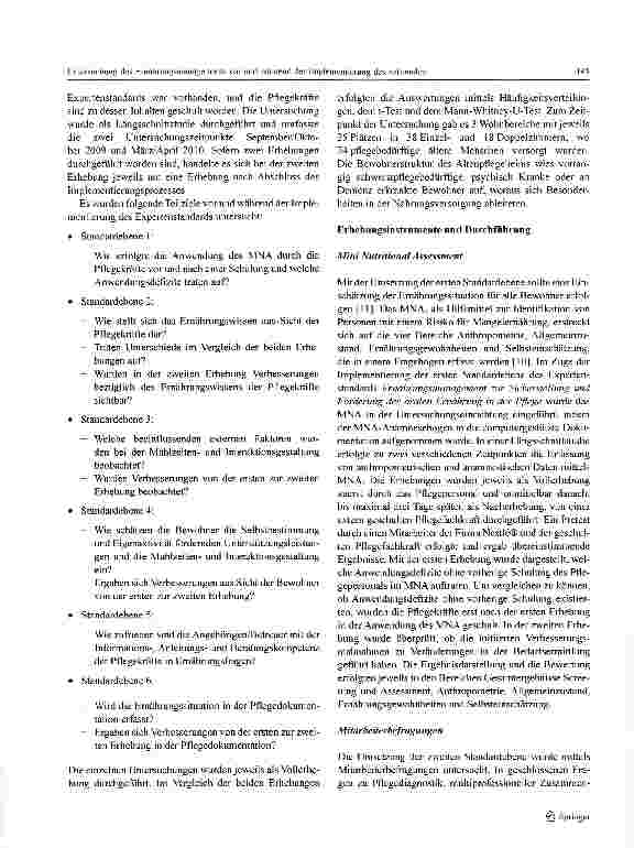 Vorschauseite 3: Untersuchung des Ernährungsmanagements vor und während der Implementierung des nationalen Expertenstandards Ernährungsmanagement zur Sicherstellung und Förderung der oralen Ernähr…