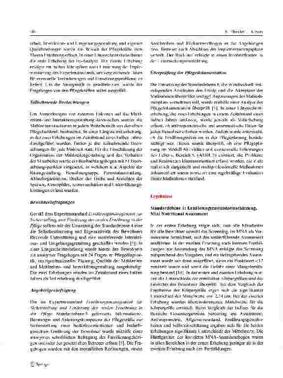 Vorschauseite 4: Untersuchung des Ernährungsmanagements vor und während der Implementierung des nationalen Expertenstandards Ernährungsmanagement zur Sicherstellung und Förderung der oralen Ernähr…