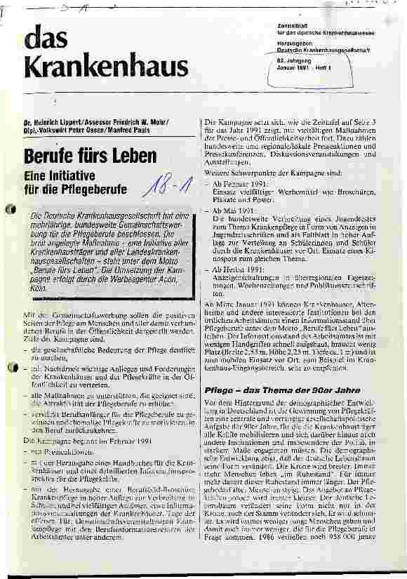 Vorschauseite 1: Berufe fürs Leben Eine Initiative für die Pflegeberufe