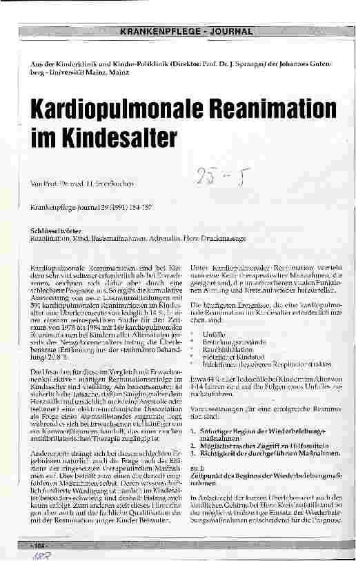 Vorschauseite 1: Kardiopulmonale Reanimation im Kindesalter