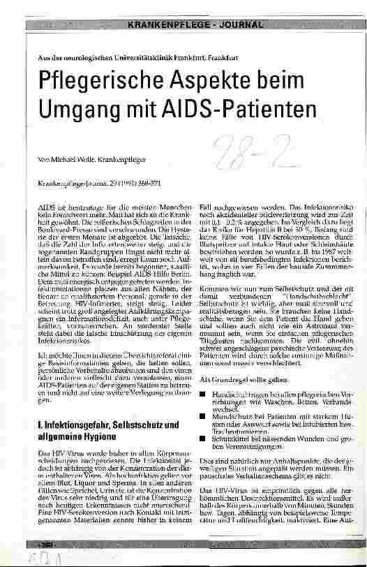 Vorschauseite 1: Pflegerischer Aspekt beim Umgang mit AIDS-Patienten