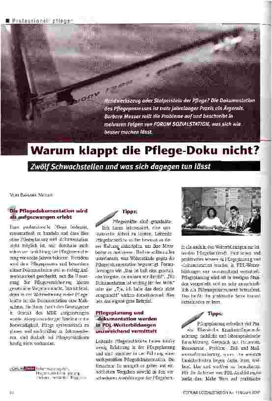 Vorschauseite 1: Warum klappt die Pflege-Doku nicht?
