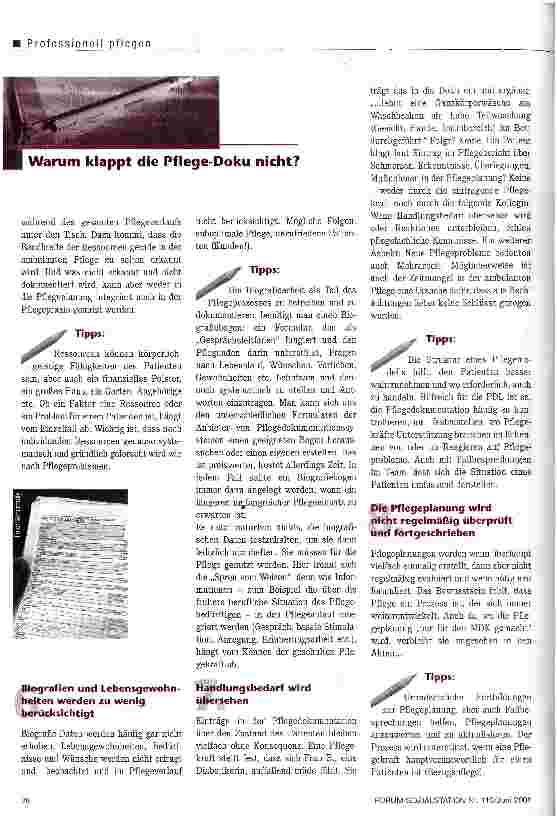Vorschauseite 3: Warum klappt die Pflege-Doku nicht?