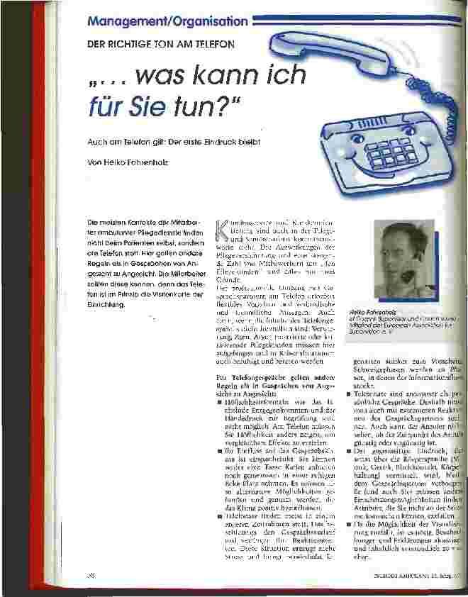 Vorschauseite 1: ... was kann ich für Sie tun? Auch am Telefon gilt: Der erste Eindruck bleibt