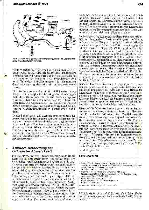 Vorschauseite 4: Verhütung, Erkennung und Bekämpfung von Legionellen-Infektionen im Krankenhaus