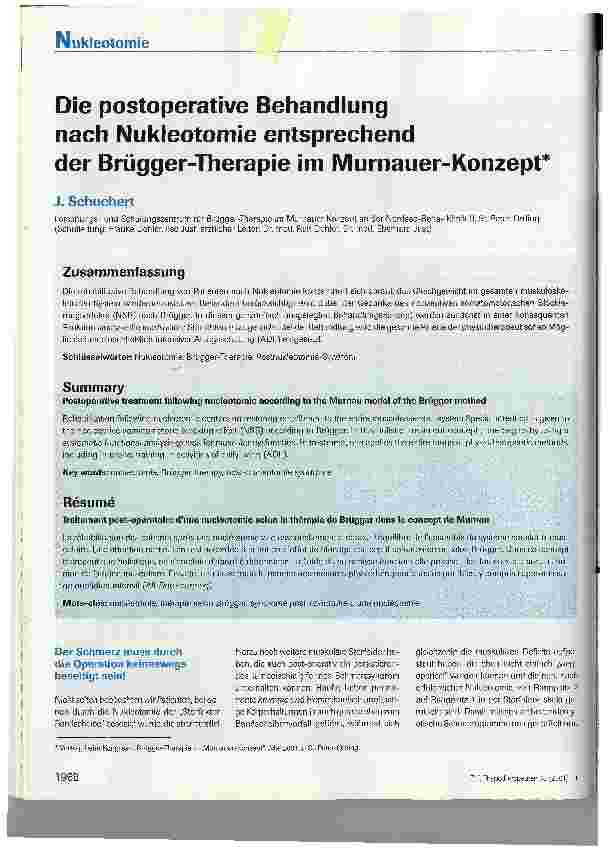 Vorschauseite 1: Die postoperative Behandlung nach Nukleotomie entsprechend der Brügger-Therapie im Murnauer-Konzept