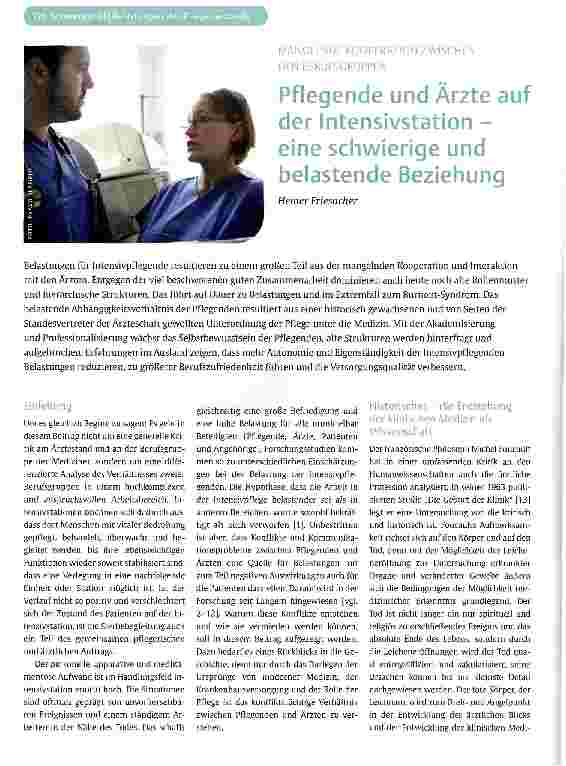 Vorschauseite 1: Pflegende und Ärzte auf der Intensivstation -eine schwierige und belastende Beziehung