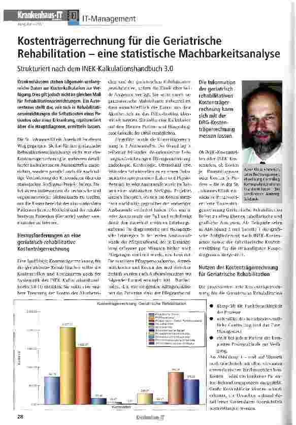 Vorschauseite 1: Kostenträgerrechnung für die Geriatrische Rehabilitation - eine statistische Machbarkeitsanalyse