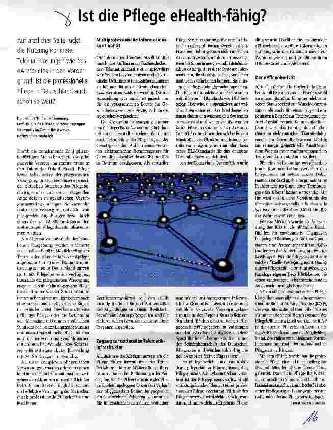 Vorschauseite 1: Ist die Pflege eHealth-fähig?