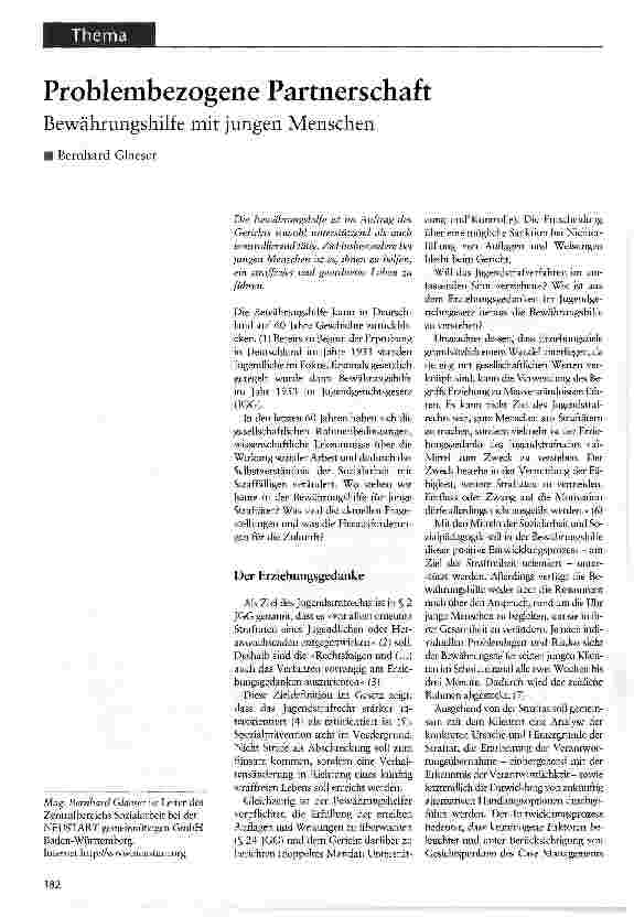 Vorschauseite 1: Problembezogene Partnerschaft Bewährungshilfe mit jungen Menschen