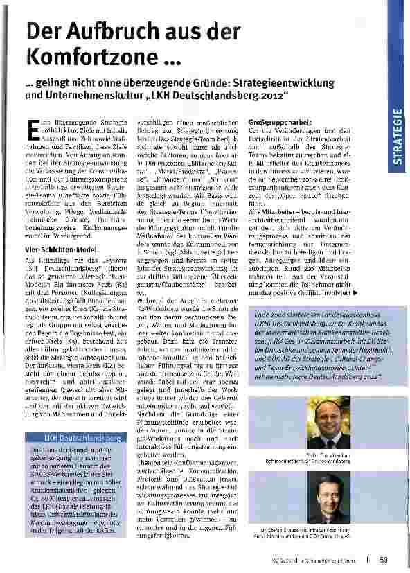 Vorschauseite 1: Der Aufbruch aus der Komfortzone gelingt nicht ohne überzeugende Gründe: Strategieentwicklung und Unternehmenskultur „LKH Deutschlandsberg 2012