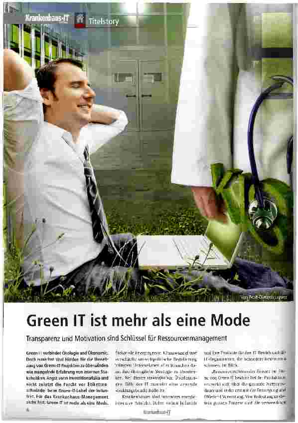 Vorschauseite 1: Green IT ist mehr als eine ModeTransparenz und Motivation sind Schlüssel für Ressourcenmanagement