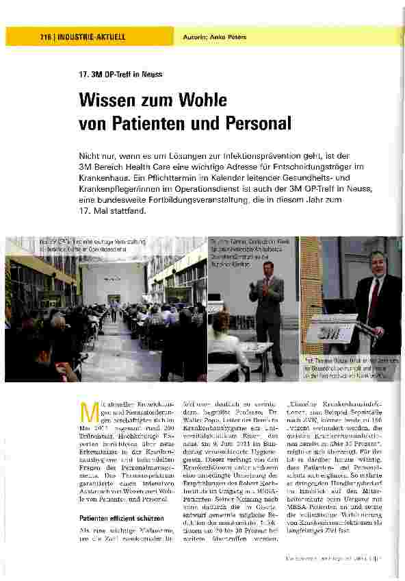 Vorschauseite 1: Wissen zum Wohle von Patienten und Personal