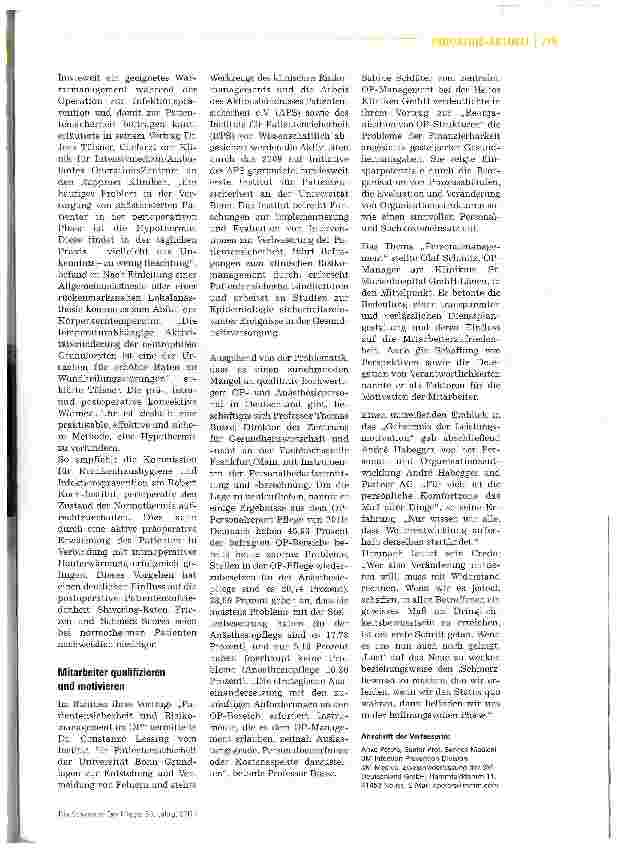 Vorschauseite 2: Wissen zum Wohle von Patienten und Personal