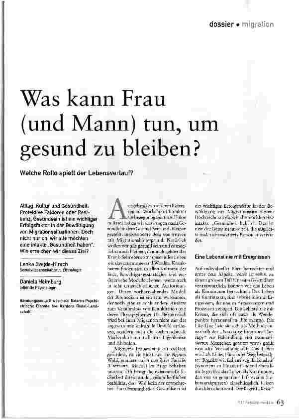 Vorschauseite 1: Was kann Frau (und Mann) tun, um gesund zu bleiben?