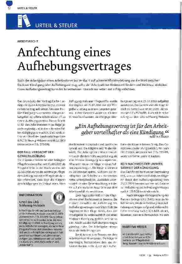 Vorschauseite 1: Anfechtung eines Aufhebungsvertrages