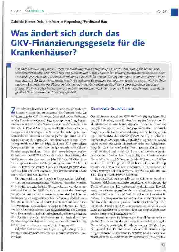 Vorschauseite 1: Was ändert sich durch das GKV-Finanzierungsgesetz für die Krankenhäuser?
