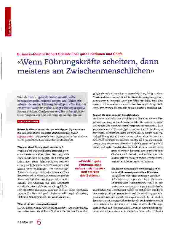 Vorschauseite 1: «Wenn Führungskräfte scheitern, dann meistens am Zwischenmenschlichen»