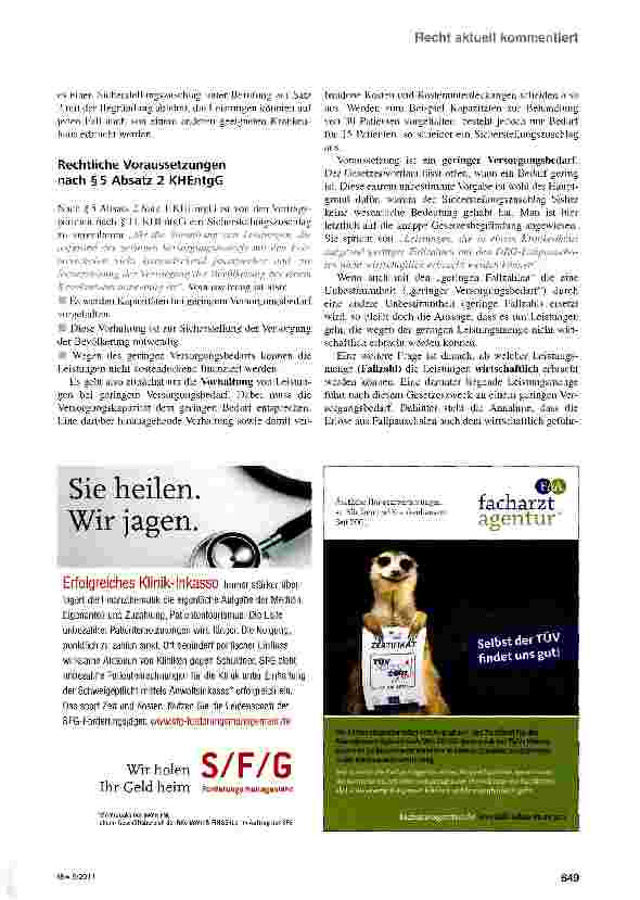 Vorschauseite 4: Sicherstellungszuschlag als Rettungsanker für das Not leidende Krankenhaus?