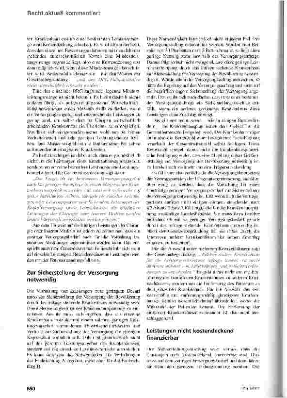 Vorschauseite 5: Sicherstellungszuschlag als Rettungsanker für das Not leidende Krankenhaus?