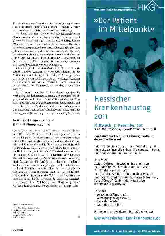 Vorschauseite 6: Sicherstellungszuschlag als Rettungsanker für das Not leidende Krankenhaus?