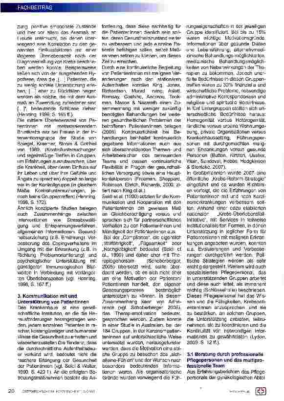 Vorschauseite 2: Evaluation von Betreuungsund Pflegemaßnahmen bei Patientinnen mit onkologischen Erkrankungen