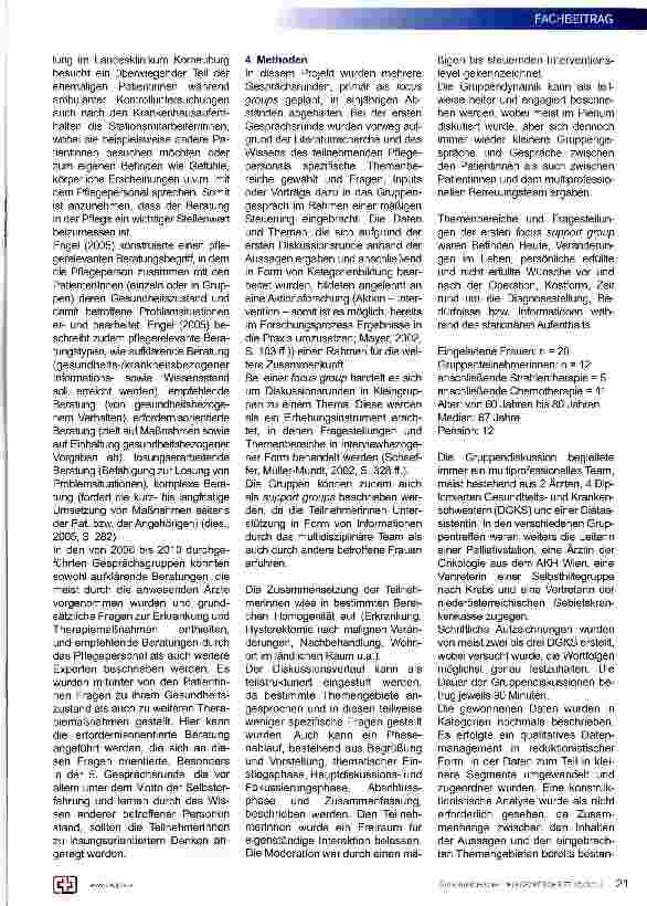 Vorschauseite 3: Evaluation von Betreuungsund Pflegemaßnahmen bei Patientinnen mit onkologischen Erkrankungen