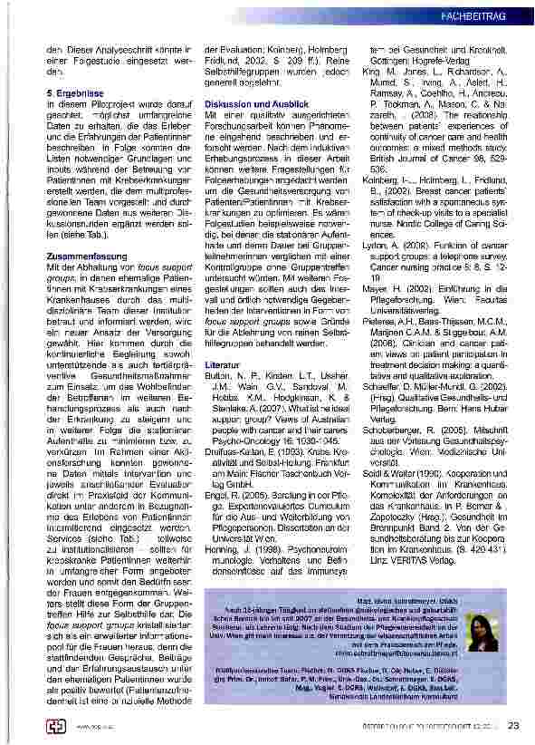 Vorschauseite 5: Evaluation von Betreuungsund Pflegemaßnahmen bei Patientinnen mit onkologischen Erkrankungen