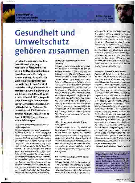 Vorschauseite 1: Gesundheit und Umweltschutz gehören zusammen