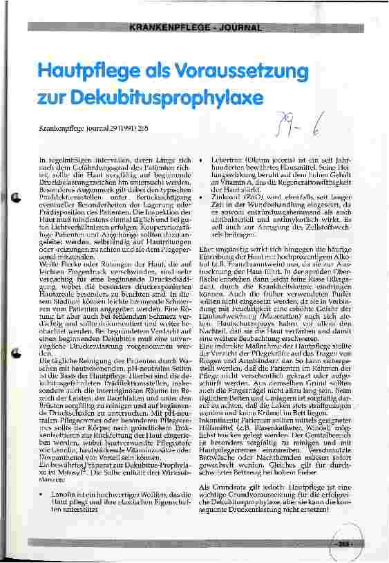 Vorschauseite 1: Hautpflege als Voraussetzung zur Dekubitusprophylaxe