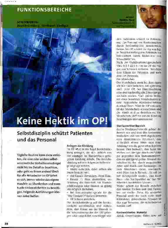 Vorschauseite 1: Keine Hektik im OP! Selbstdisziplin schützt Patienten und das Personal