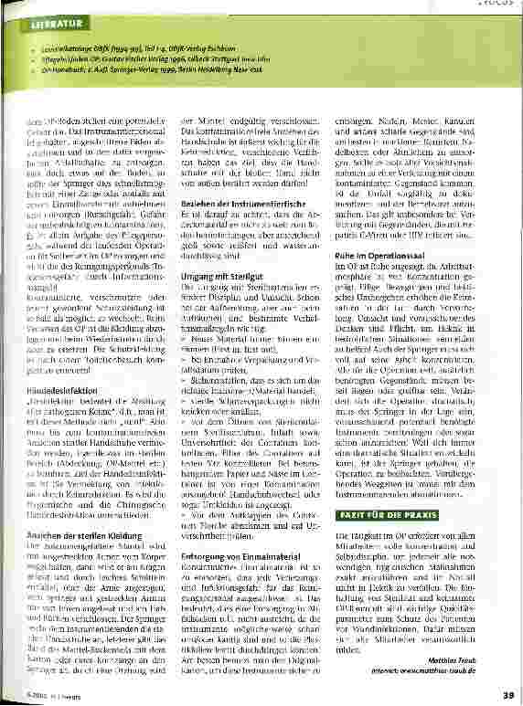 Vorschauseite 2: Keine Hektik im OP! Selbstdisziplin schützt Patienten und das Personal