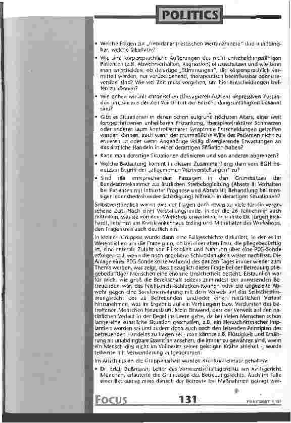 Vorschauseite 2: Lässt sich der mutmaßliche Wille nicht entscheidungsfähiger Patienten ermitteln?