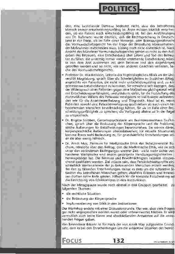 Vorschauseite 3: Lässt sich der mutmaßliche Wille nicht entscheidungsfähiger Patienten ermitteln?