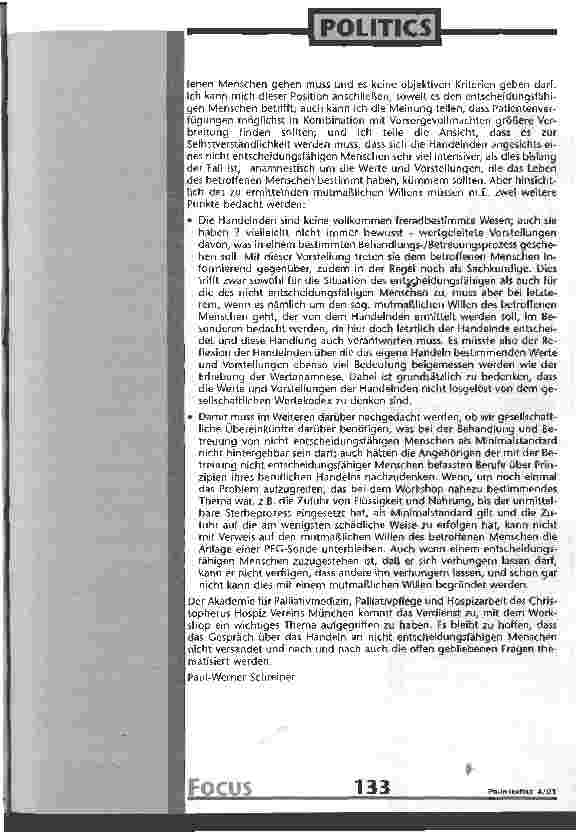 Vorschauseite 4: Lässt sich der mutmaßliche Wille nicht entscheidungsfähiger Patienten ermitteln?