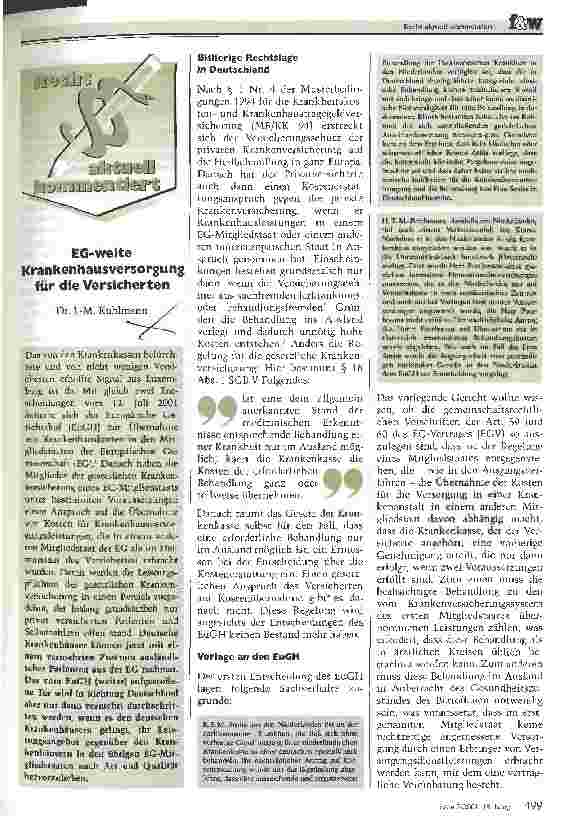 Vorschauseite 4: EG-weite Krankenhausversorgung für die Versicherten