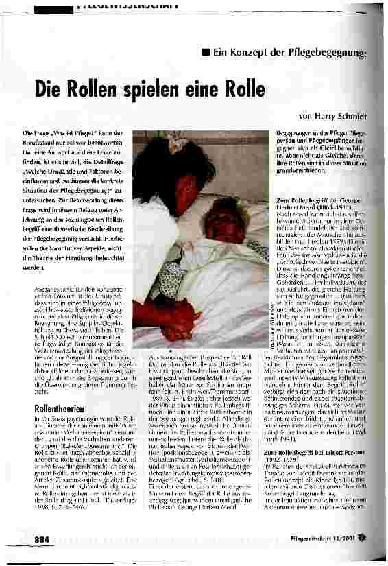 Vorschauseite 1: Die Rollen spielen eine Rolle Ein Konzept der Pflegebegegnung