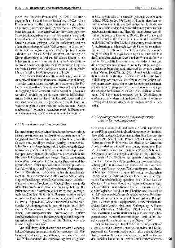Vorschauseite 4: Belastungsund Verarbeitungsprobleme bei Patientinnen mit Brustkrebs - Anforderungen an pflegerische Betreuungsund Unterstützungskonzepte Institut für angewandte Pflegeforschung, U…