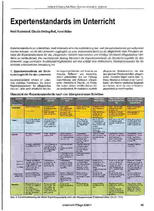 Vorschauseite 1: Expertenstandards im Unterricht