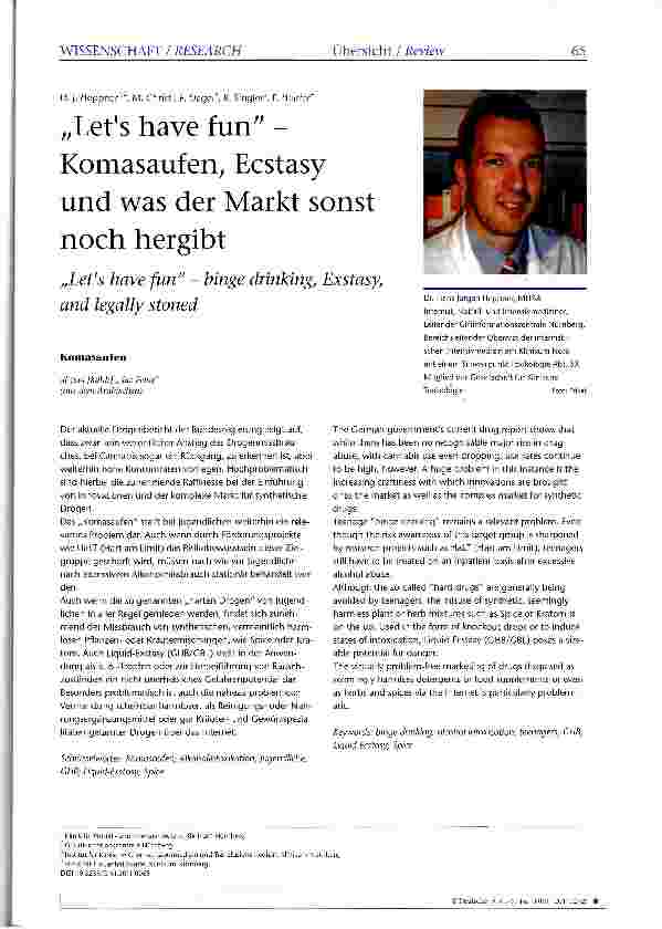 Vorschauseite 1: „Lets have fun -Komasaufen, Ecstasy und was der Markt sonst noch hergibt