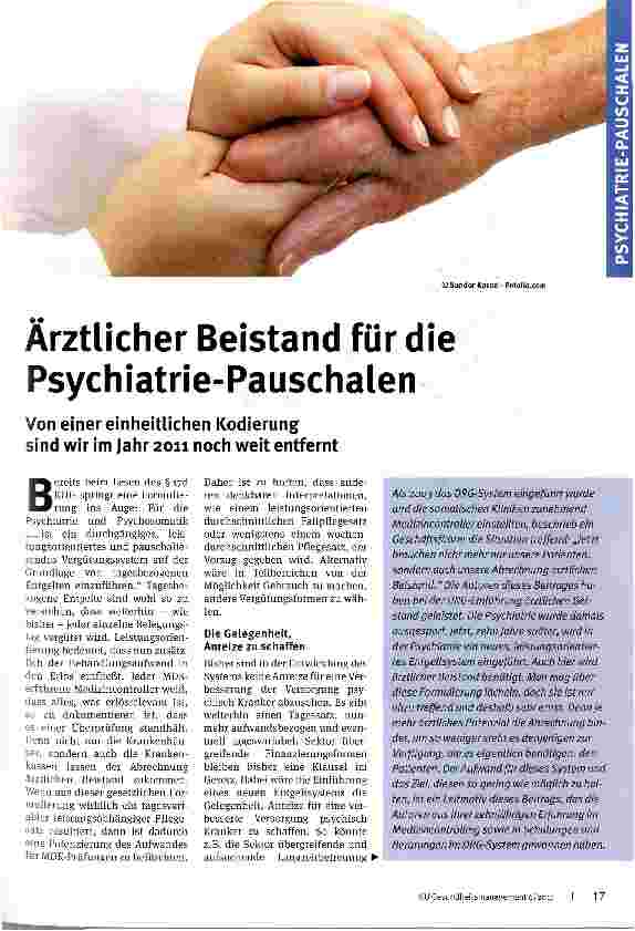 Vorschauseite 1: Ärztlicher Beistand für die Psychiatrie-Pauschalen